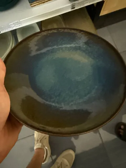 Тарелка stoneware сине-коричневая